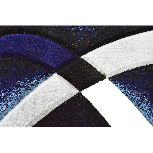 Ivy Bronx Mccampbell Performance Navy Blue/White/Gray Rug & Reviews